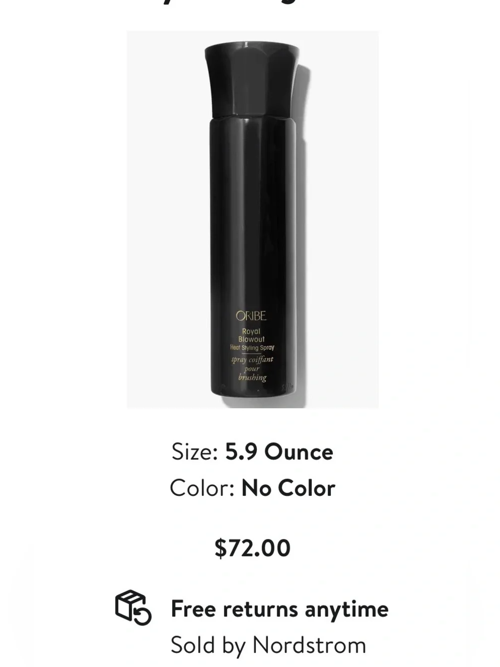 Oribe Royal Blowout Heat Styling Spray - Black & Gold